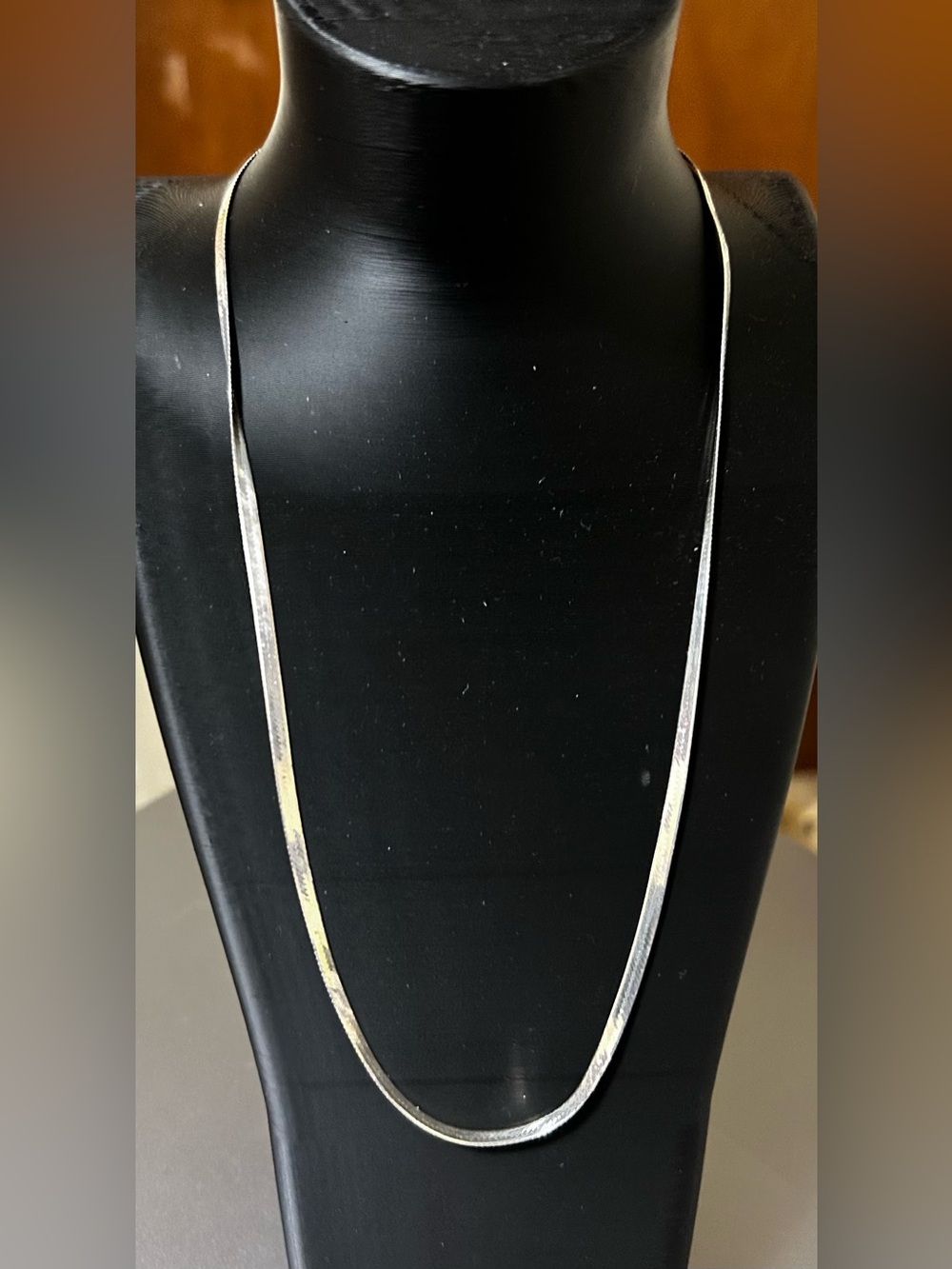 Silver 925 Flat Herringbone Necklace - Elegant Women's Jewelry